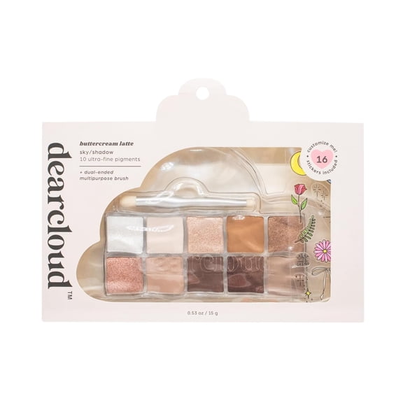 dearcloud Sky/Shadow Buttercream Latte eye shadow palette makeup with 10 Ultra-Fine Pigments & Dual-Ended eyeshadow brush Korean beauty eye makeup (Buttercream Latte)