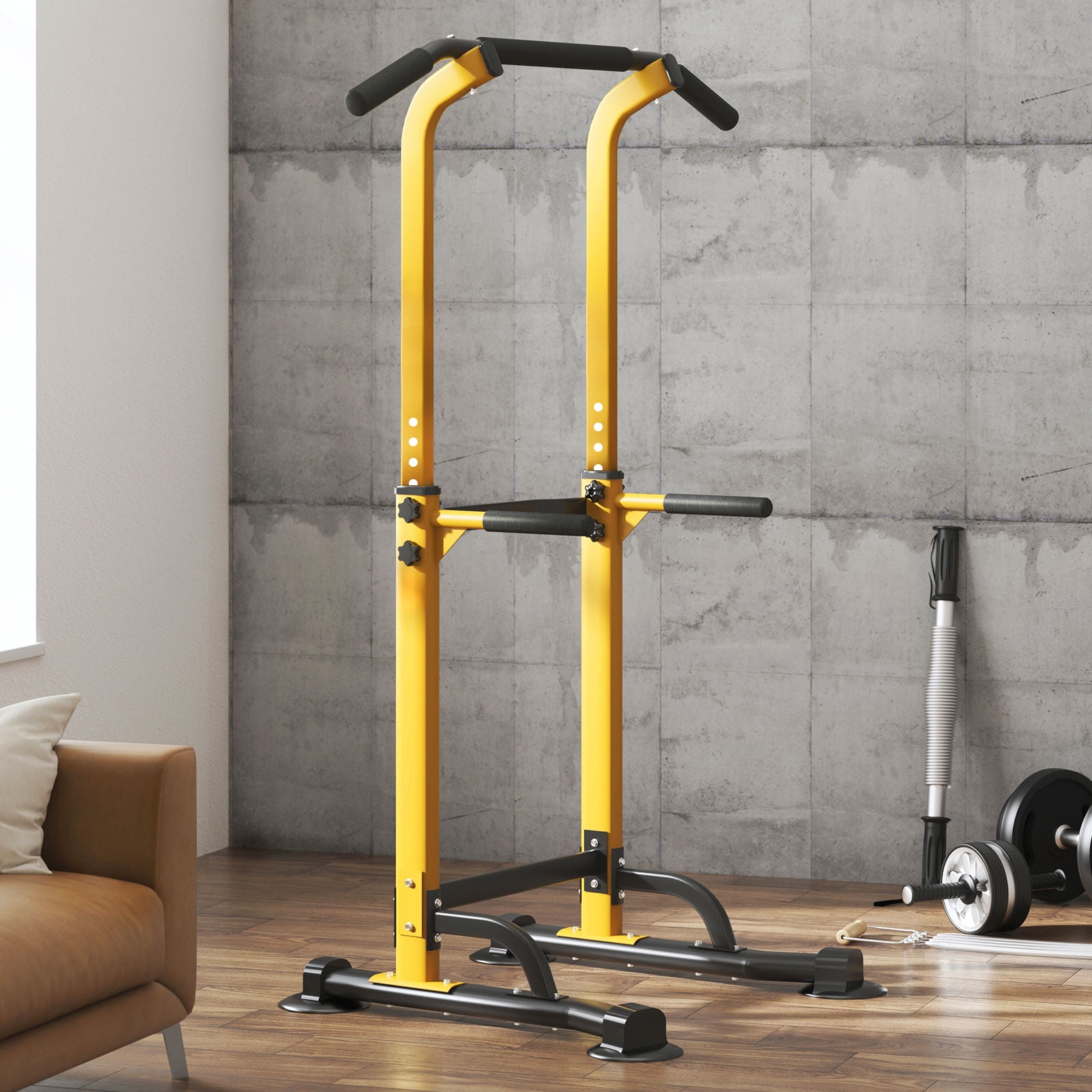 SogesPower Adjustable 83"H Pull up Bar Power Tower Multifunctional Fitness Station for Home