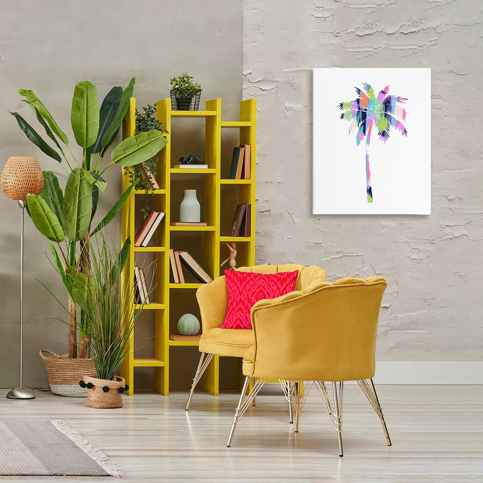 Stupell Industries Patterned Palm Tree Botanical & Floral Painting Gallery Wrapped Canvas Art Print Wall Art, 24 x 30