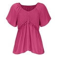 thumbnail image 4 of Women’s V Neck Smocked Peplum Top Ruffle Short Sleeve Babydoll Shirred Blouse Fashion Trendy Clothes Outfits 2025, 4 of 8