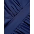 thumbnail image 7 of Plus Size Navy Blue Solid Cross Deep V-Neck A-Line Maxi Dress Loose Flowy Casual Everyday Wear, 7 of 7