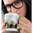 thumbnail image 2 of 3drose, a Barn in Enterprise Near a Home with Trees in Warm Tones, 15oz Two-tone Green Mug, 2 of 6
