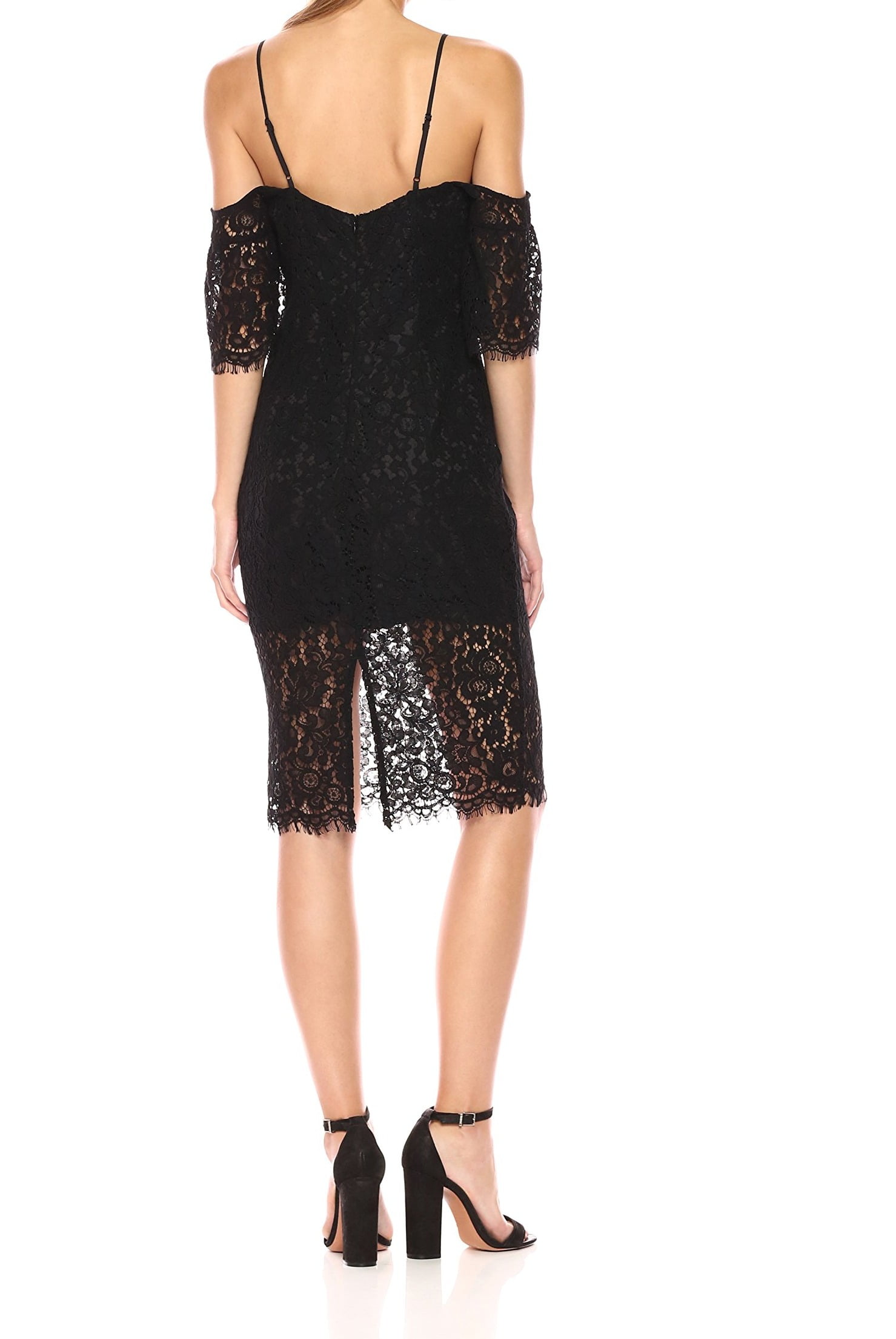 bardot lace v neck dress