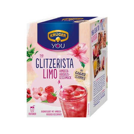 Kruger drink mix GLITZERISTA Raspberry Hibiscus flavor -1 box/ 10 servings-