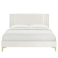thumbnail image 4 of Platform Bed Frame, Tufted, Rivet Nailhead, White, Velvet, Mid Century Bedroom, Modern Contemporary Boutique HB35548, 4 of 8
