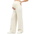 thumbnail image 3 of Busydd Maternity Wide Leg Pants for Women Comfy Breathable High Waist Pregnancy Pants Casual Solid Color Over The Belly Maternity Trousers 2XL, 3 of 6