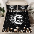 thumbnail image 2 of Manfei Rustic Flower Floral Bed Sheets,Boho Moon Sun King Sheets,Cartoon Fungus Mushroom Sheet Set For Teens,Microfiber Bedroom Decor,4 Pieces, 2 of 7