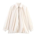 thumbnail image 1 of Chaqueta Xunger Puffed Bomber para mujer de gran tamaño, color beige, 1 of 4