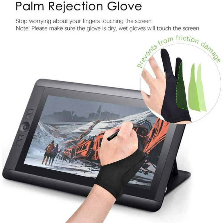 Gzingen 5 Pieces Artist Glove for Drawing Tablet, Two-Finger Tablet Drawing  Gloves, Digital Artist Gloves for Graphics Pen Drawing Tablet Monitor