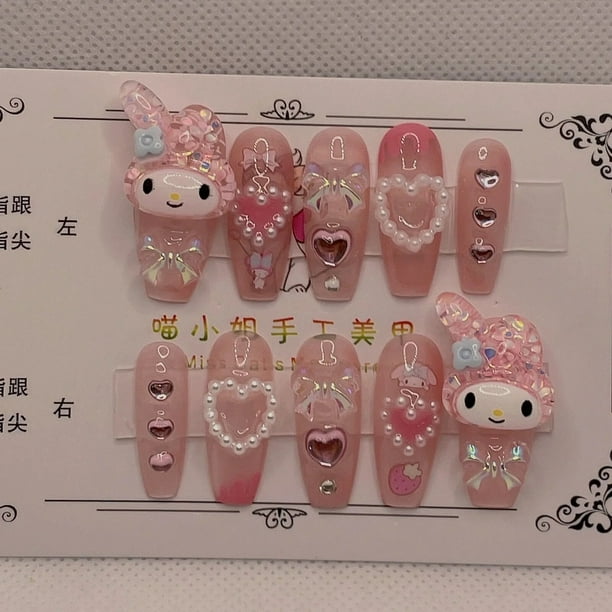 Pegatinas de uñas Sanrio Hello Kitty, calcomanía de uñas My Melody, figura de muñeco de dibujos animados, pegatina de uñas de Hello Kitty, regalos de Anime para niñas