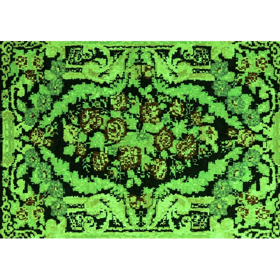 Ahgly Company Indoor Rectangle Abstract Green Modern Area Rugs, 6' x 9'