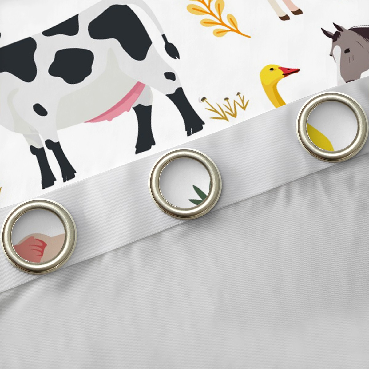 jejeloiu Rustic Farmhouse Animal Black Out Curtains,Pig Cow Rabbit Curtains Pack of 2 (42x63 Each),Cartoon Farm Nursery Bedroom Curtains For Child,Breathable Home Decor