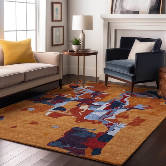 Addison Rugs Mayfield Premium Machine Washable Transitional Abstract Copper Rectangle Rug, 8' x 10'