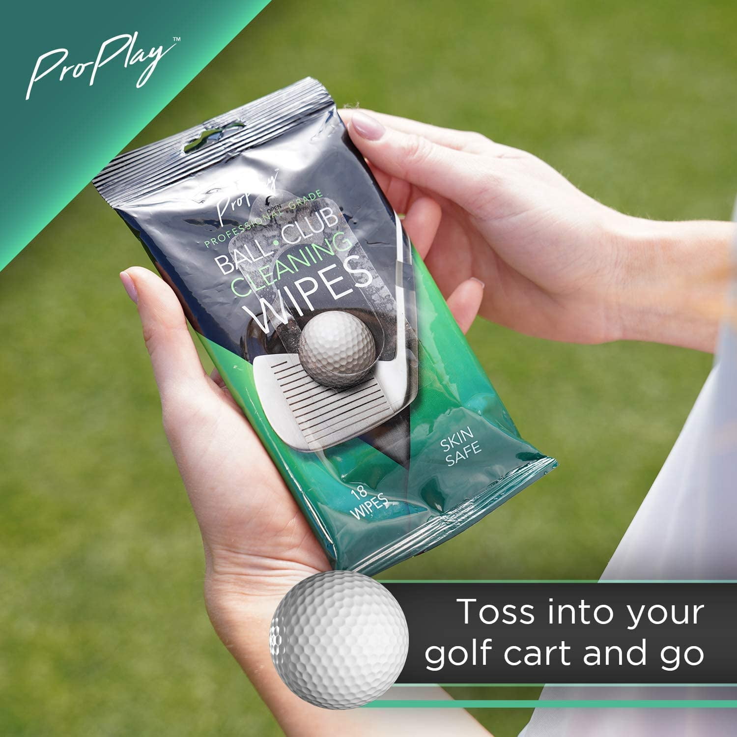 ProPlay Golf Cleaner Wipes, Club & Ball Cleaning Wipes, Unscented, Dirt & Grass Remover, 24 Packs of 18