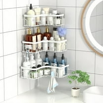 stusgo 3 Pack Corner Shower Caddy, Stainless Steel Adhesive Shower Organizer Corner Shower Shelves for Bathroom Storage(White)