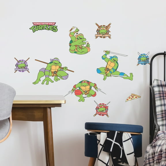Teenage Mutant Ninja Turtles Wall Decals - Set of 10 TMNT Vinyl Wall Sticker Bedroom Decorations - Peel and Stick Room Decor Red Green Blue Purple