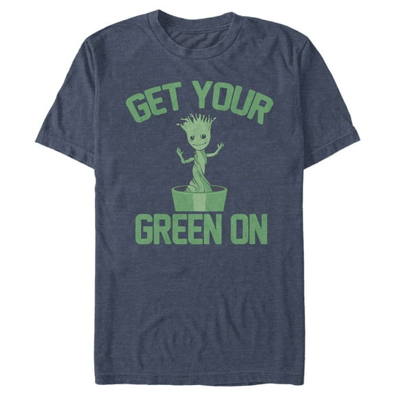 Men's Marvel Groot Get Your Green On Graphic Tee Navy Blue Heather X Large