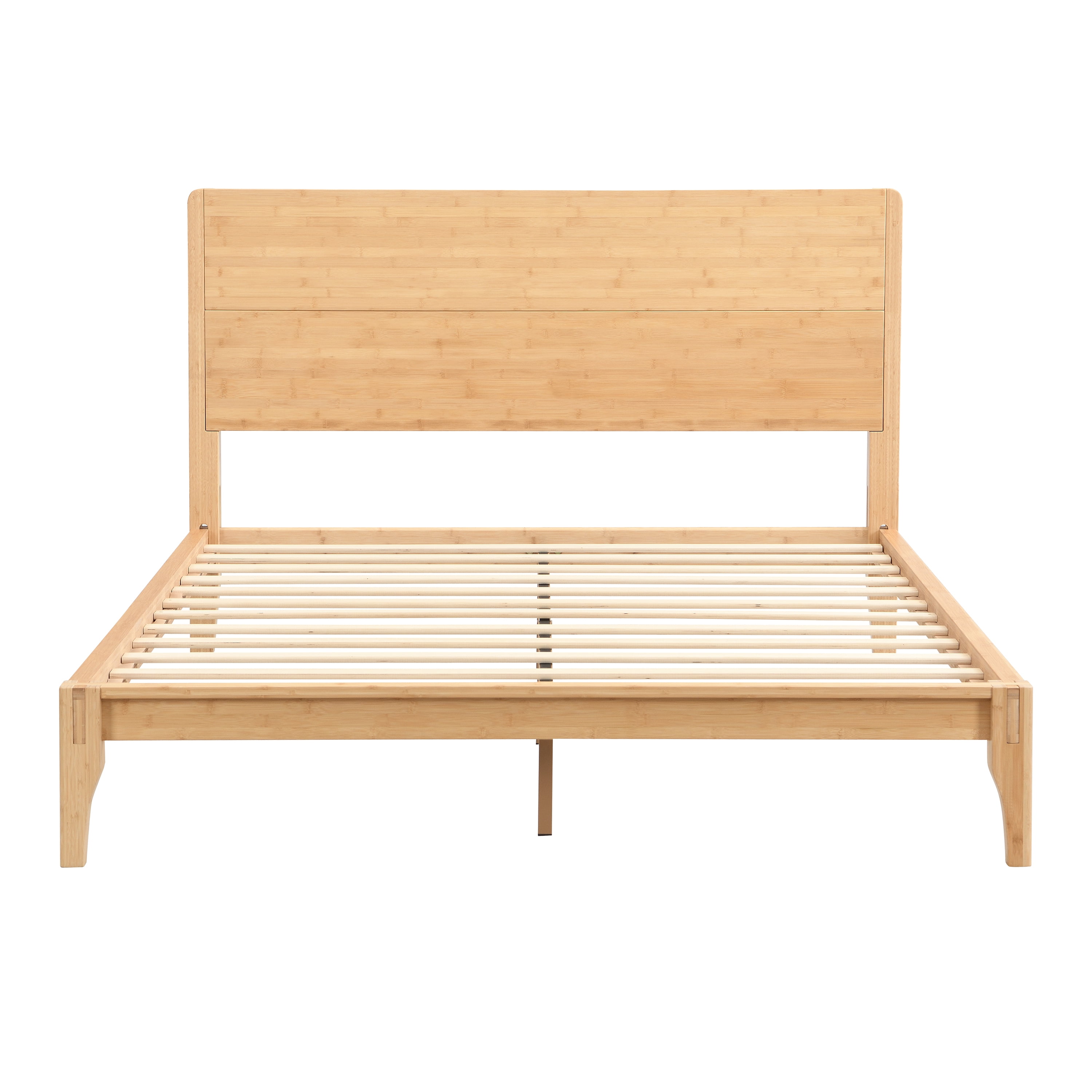 Euroco Mid-Century Full Size Platform Bed, Bamboo Wood Bed for Bedroom, Natural