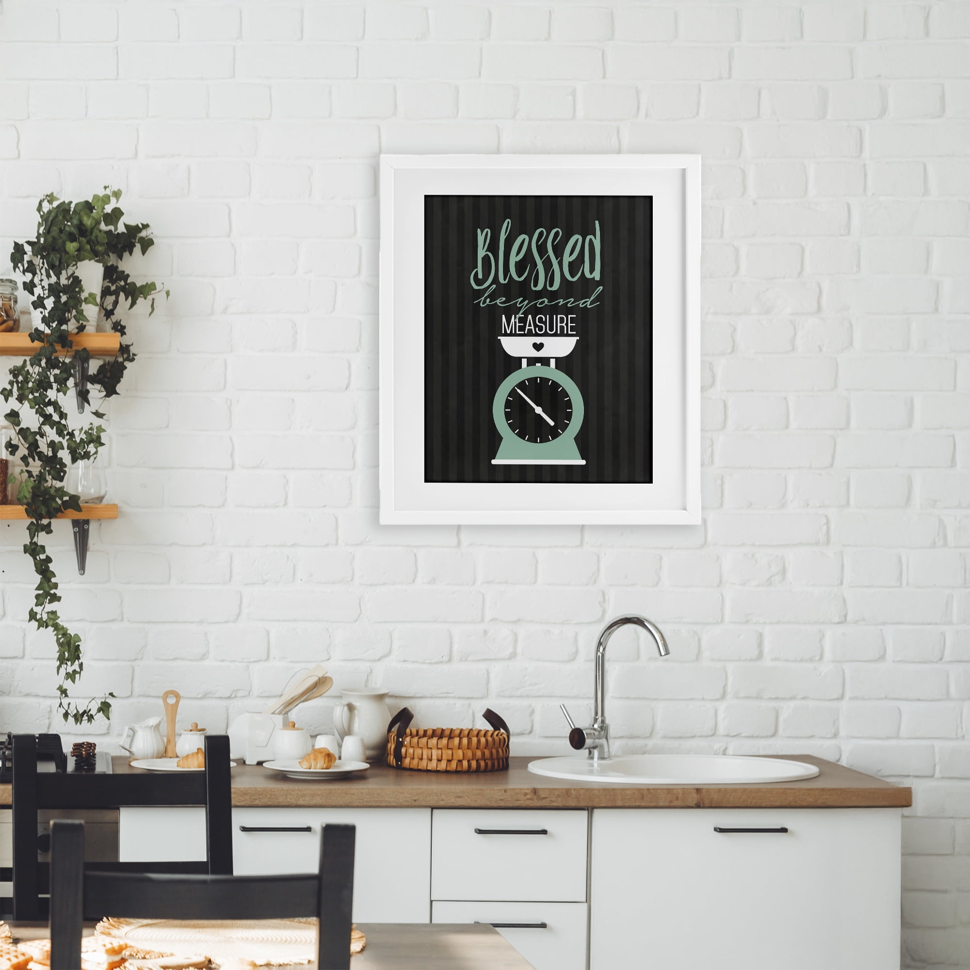 Blessed Beyond Measure Scale White Framed Print Under Glass, design by Lettered and Lined