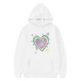 thumbnail image 5 of SGFCWSX Girls Oversized Heart Print Hoodie, Teens Pullover Soft with Pocket Trendy Sweatshirt for Daily Casual Wear White Size 13-14 Years, 5 of 6