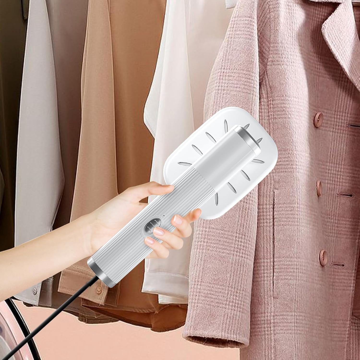 Clothes Steamer,Hand Held 2-in-1 Wet and Dry Steamer Ironing Machine 0.7 Oz Capacity, Portable Fabric Mini Travel for Wool, Silk, Poly