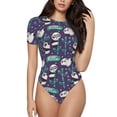 thumbnail image 2 of Goofa Bamboo Panda Printed Women Rash Guard Short Sleeve,Tummy control Swimsuit Surfing Swimsuit Bathing Suit One Piece Swimsuit UPF 50-Medium, 2 of 9