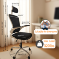 thumbnail image 3 of Yvike Ergonomic Office Desk Chair, Breathable Mesh Swivel Computer Chair, Lumbar Back Support Task Chair, Office Chairs with Armrests Lumbar Support and Adjustable Headrest Tilt Function,White, 3 of 8