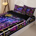 thumbnail image 3 of Homewish Cheerleading Theme Zipper Full Size Comforter Sets with Fitted Sheet and 2 Pillowcases For Girls,Cheerleader Silhouette Zipper Bedding Set,Black Reversible,4-Piece, 3 of 7