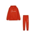 thumbnail image 3 of Fangasis Women Jogger Set Drawstring Two Piece Outfit Long Sleeve Sweatsuits Ladies Loungewear Lounge Sets Athletic Gym Hooded Sweatshirts And Sweatpants Orange L, 3 of 4