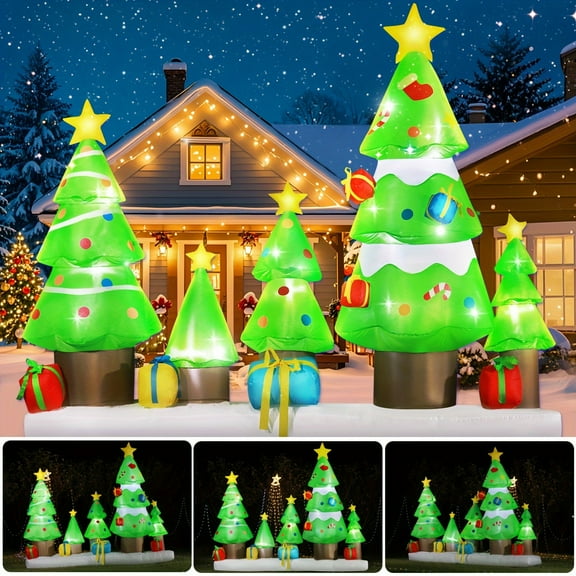 9ft Inflatable Christmas Tree Set - Giant LED Light-Up Yard Decoration with Gift Boxes