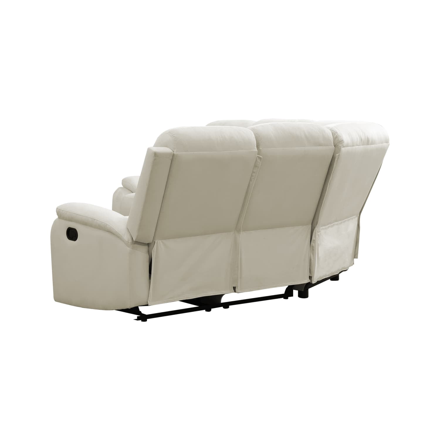3-Piece Sofa Set Off-White Fluff Fabric Modern Sectional with Adjustable Backrest, High-Density Sponge & Double Spring System for Living Room