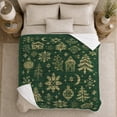 thumbnail image 5 of Green Christmas Village with Trees Snowflakes Houses and Moons, Festive Folk Art Style for Holiday Lovers, Warm Flannel Blanket for Living Room and Family Room, Christmas Gift, Home Decor, 5 of 9