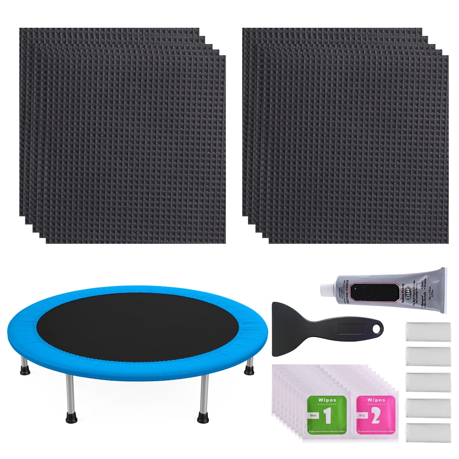 Fovolat 15pcs Trampoline Patch Repair Kit 4 inch Square Glue on Patches  Inflatable Pool and Bed Accessories Repair Trampoline Mat Tears or Holes15  pieces innate 