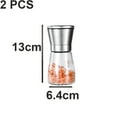 thumbnail image 2 of Salt and Pepper Grinder Set, Refillable Pepper Mill Set - Brushed Stainless Steel - Short Glass Shakers with Adjustable Coarseness for Peppercorn, Salt or Spice Mill, 2 of 5