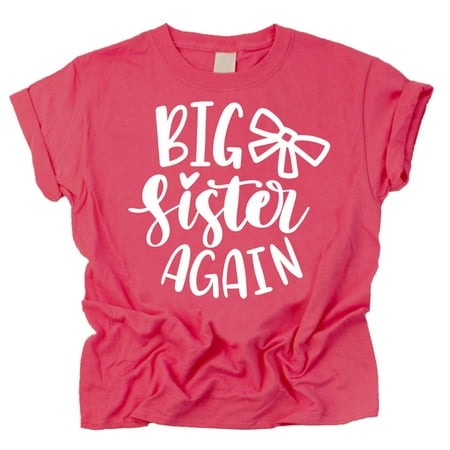 

Olive Loves Apple Bow Big Sister Again Sibling Announcement Shirts for Baby and Toddler Girls Sibling Outfits Vintage Hot Pink Shirt 5/6