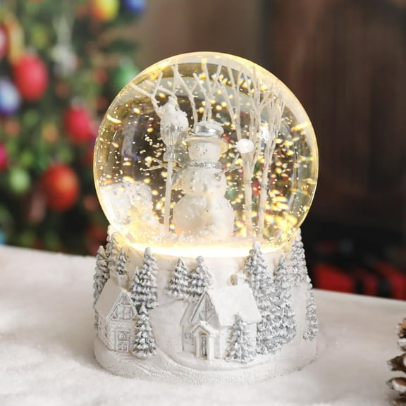 Christmas Snow Globes, Winter White Snow Globes Christmas with Music, Snowman Snow Globe, A World Covered in White Snowglobe Color Changing LED Lights Birthday Gift