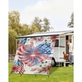 thumbnail image 4 of 4th of July RV Awning Sun Shade Screen 9'X7' Patriotic Love Heart Mesh Sunscreen USA Flag Daisy Fireworks Awning Shade Screen with Zipper UV Blocker Completed Kits for RV Motorhome Camper, 4 of 7