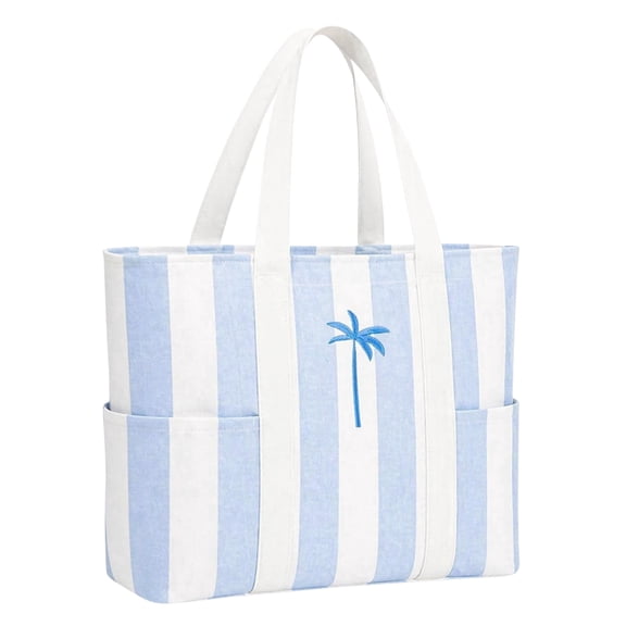 Folkulture Tote Bag for Women (18 x 15 in) Large Embroidered Palm Motif Bag | Cute Canvas Tote Bag for Beach & Travel| Shoulder Bag for Women | Beach Essentials, Gift for Her