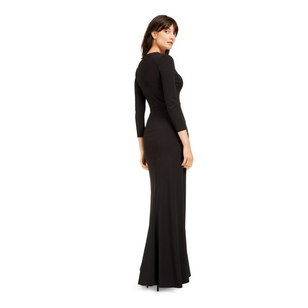 Calvin Klein Womens Solid Gown Dress, Black, 4