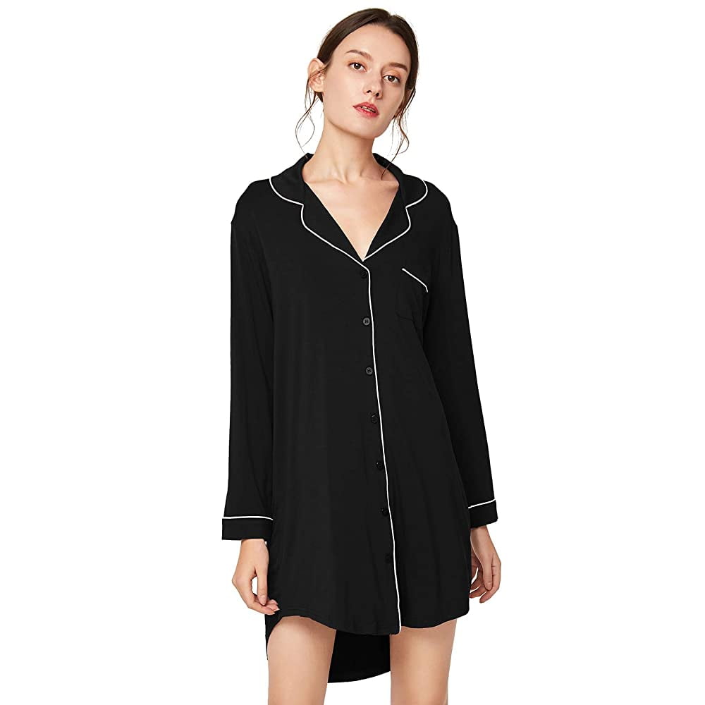 Button front silk sleepshirt Clearance