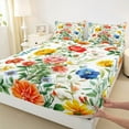 thumbnail image 3 of jejeloiu Vintage Cartoon Floral Full Size Sheets,Retro Flowers Bed Sheets,White Green Orange Sheet Sets For Men Women,Breathable Home Decor,4 Pieces, 3 of 7