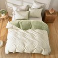 thumbnail image 3 of Duvet Cover Queen Size - 100% Washed Cotton Reversible Green Duvet Cover Set, 3 of 8