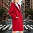 thumbnail image 6 of Girls Wool Blend Hooded Trench Coats Classic Buttons Peacoat Kids Long Sleeve Long Overcoat Outerwear with Pocket, 6 of 6