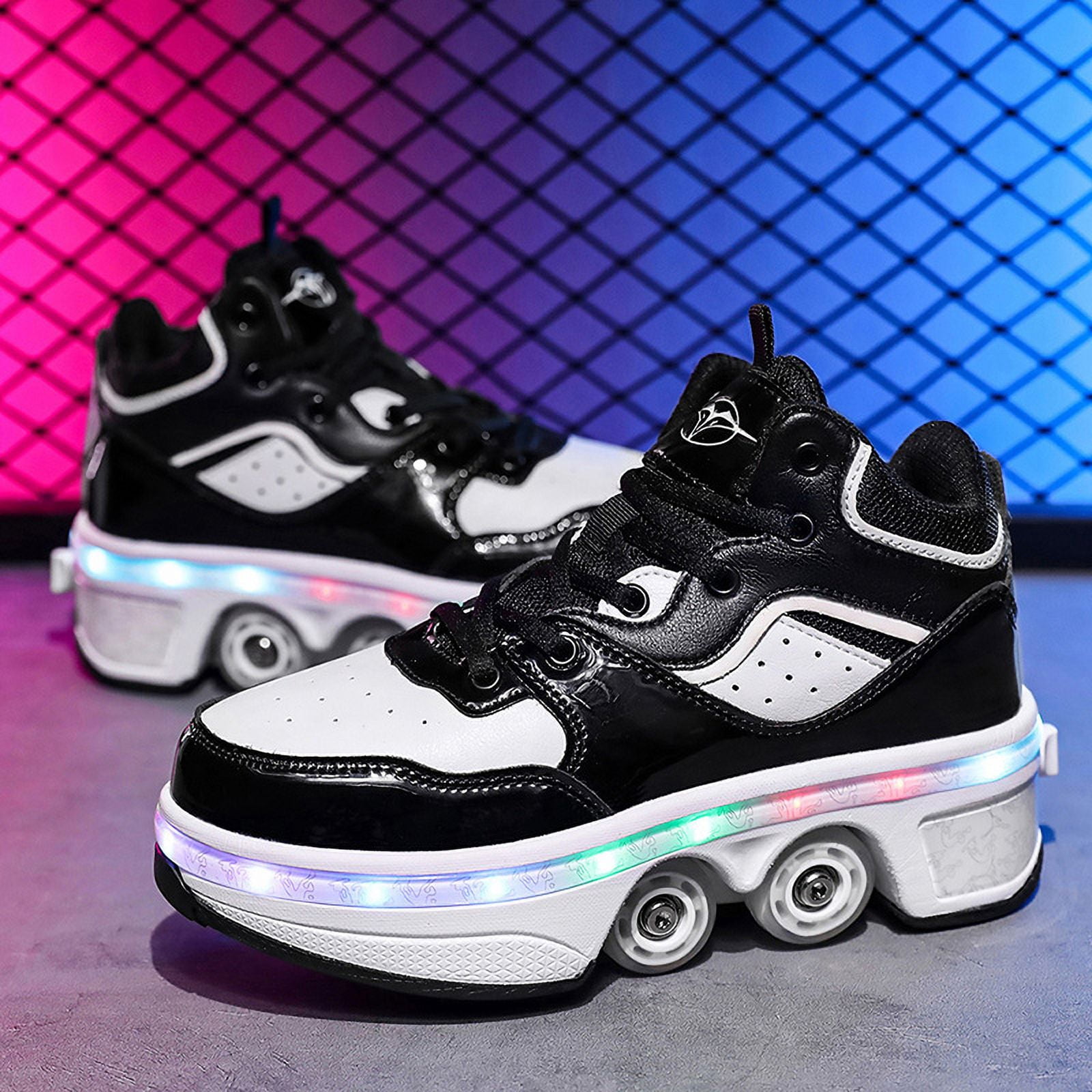 Roller Skates for Women Men, Shoes with Wheels for Girls, Kick Rollers Shoes Retractable for Boys, Adult Parkour Quad Roller Shoes, Inline Skates Children's Outdoor Skates
