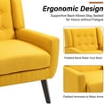 thumbnail image 4 of UIXE Accent Chair Set of 2 Linen Fabric Armchair for Living Room Tufted Armrest Reading Seat, Yellow, 4 of 7