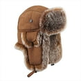 thumbnail image 4 of UFOUND Men Solid Color Outdoor Suede Warm And Ear Ushanka Hat Cap Casual Trend Loose And Comfortable Hat Cap Winter, 4 of 4