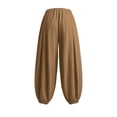 thumbnail image 7 of Zedker Pants for Womens Fashion Solid Color Elastic High Waist Pleated Beam Foot Long Pants 2026 Casual Lounge Boho Harem Trousers Pants Army Green L, 7 of 7