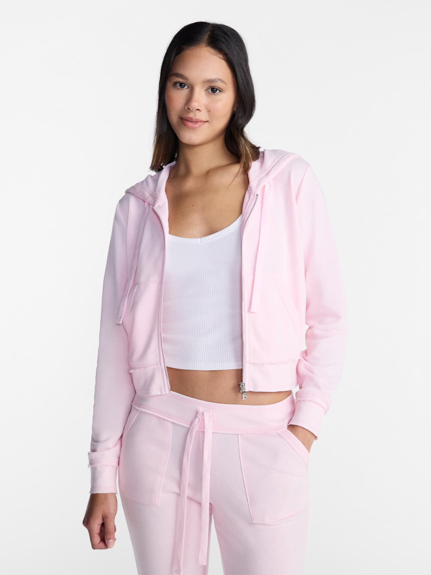 No Boundaries French Terry Zip-Up Hoodie Jacket, Women's Sizes XXS-XXL