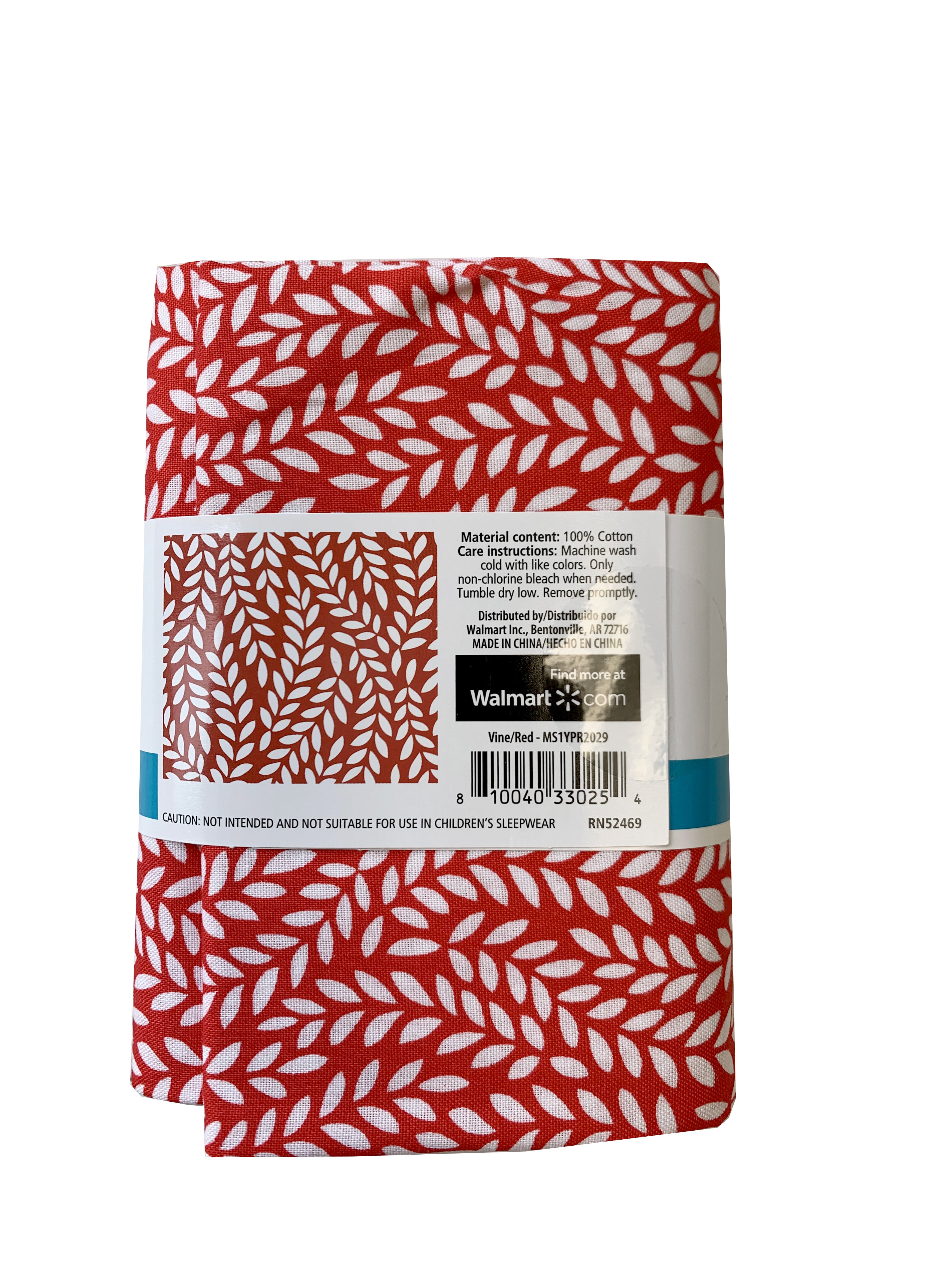 Mainstays 100% Quilting Cotton Fabric, Red Vine, 44" x 1 yard precut