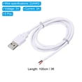 thumbnail image 2 of Unique Bargains 1M/3Ft USB 5V 3A Type-C Pigtail Power Cable, 5Pcs 22AWG USB Plug to 2 Pin Wire Open End Connector Plug, White, 2 of 5